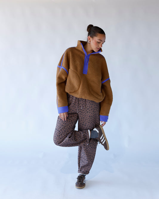 Coats jackets outerwear fleece brown half zip