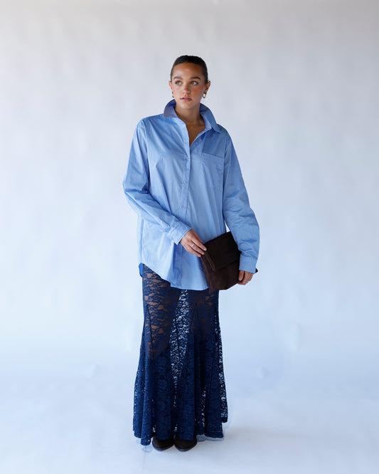 navy sheer lace maxi skirt