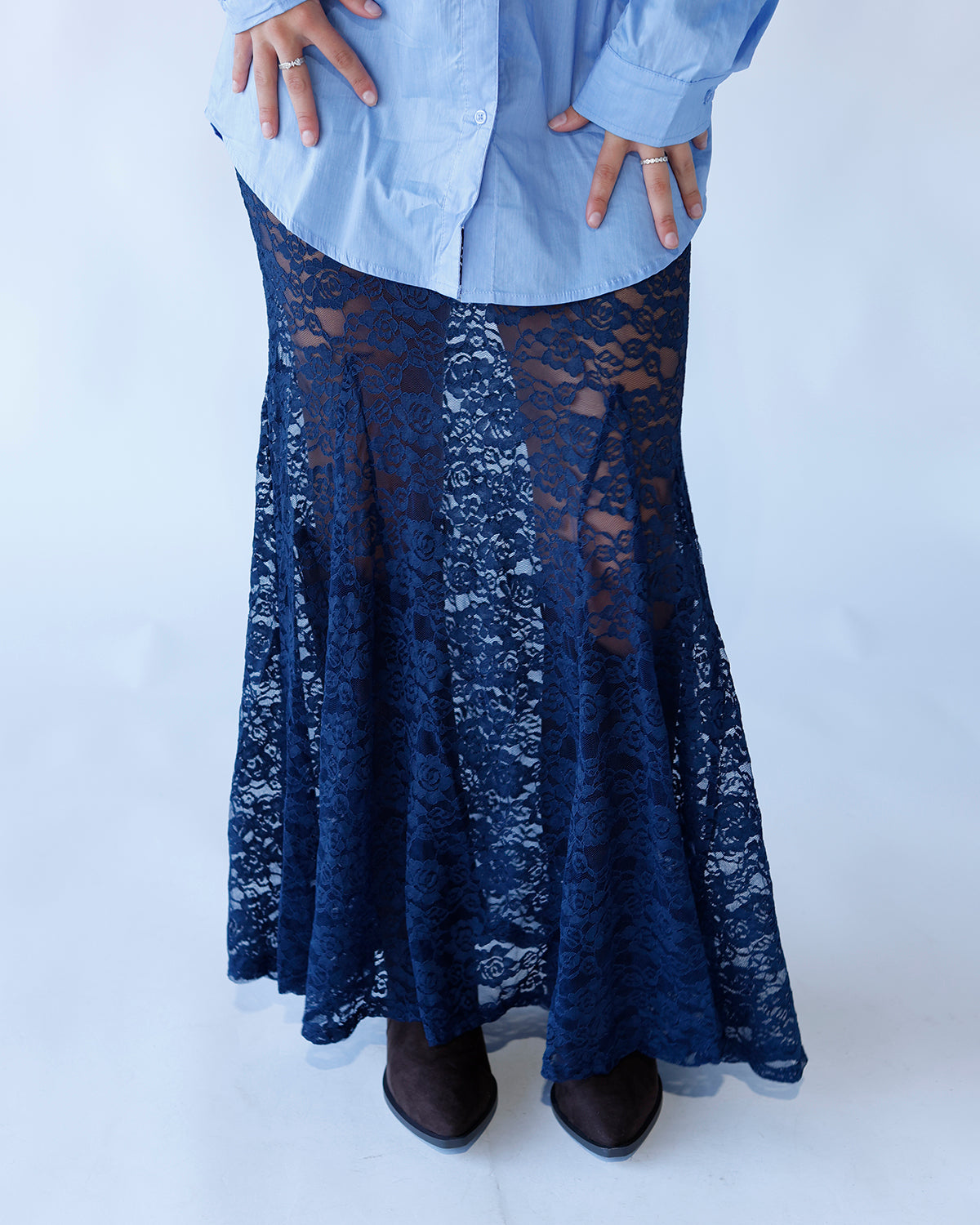 MIDNIGHT GARDEN LACE MAXI SKIRT