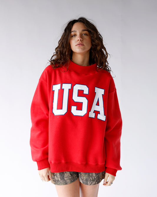 usa reversible red mock neck sweatshirt
