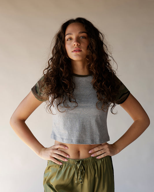 camo baby tee grey Tshirt basic grey Tshirt everyday Tshirt camo sleeves heather grey everyday looks for fall camouflage