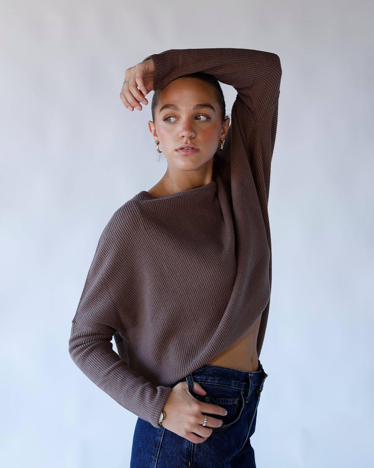 FREE PEOPLE LATTE BLUES THERMAL X LEAFLESS TREE