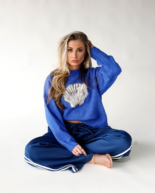 royal blue seashell sweater seashell design sweater women's sweaters