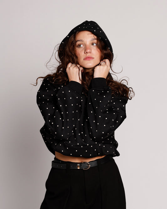 poka dot hoodie comfy hoodie simple effortless top comfy cozy sweatshirt