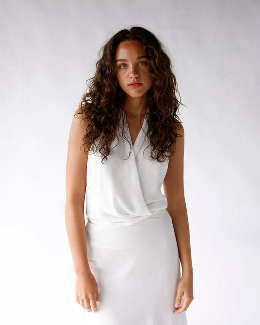 nia alessandro halter top white halter top with wrap front and open back