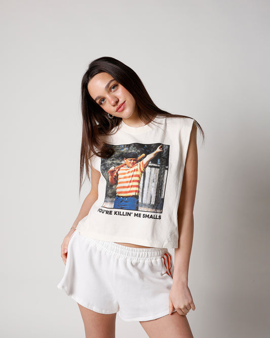 graphic muscle tee sandlot "you're killin' me smalls" graphic muscle tee women