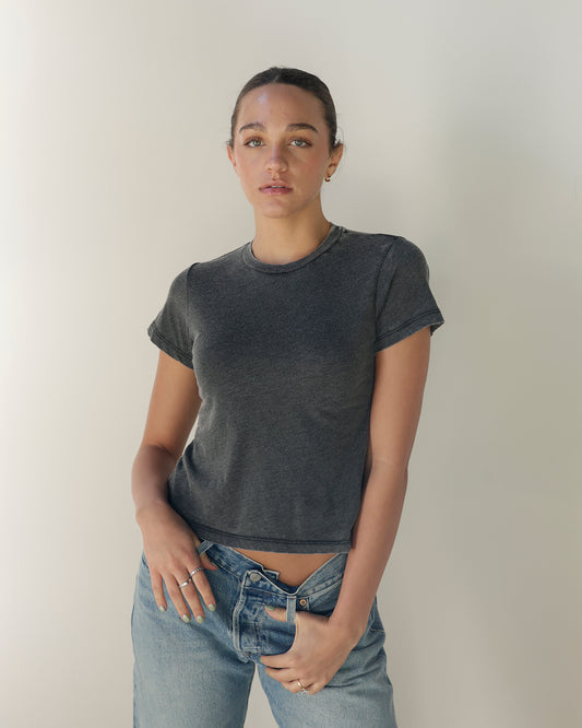 shop the daydreamer washed charcoal t-shirt featuring a vintage faded finish, relaxed fit and classic crewneck. the perfect everyday oversized tee.