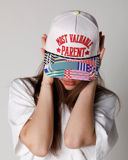 most valuable parent patchwork bill canvas embroidered trucker hat