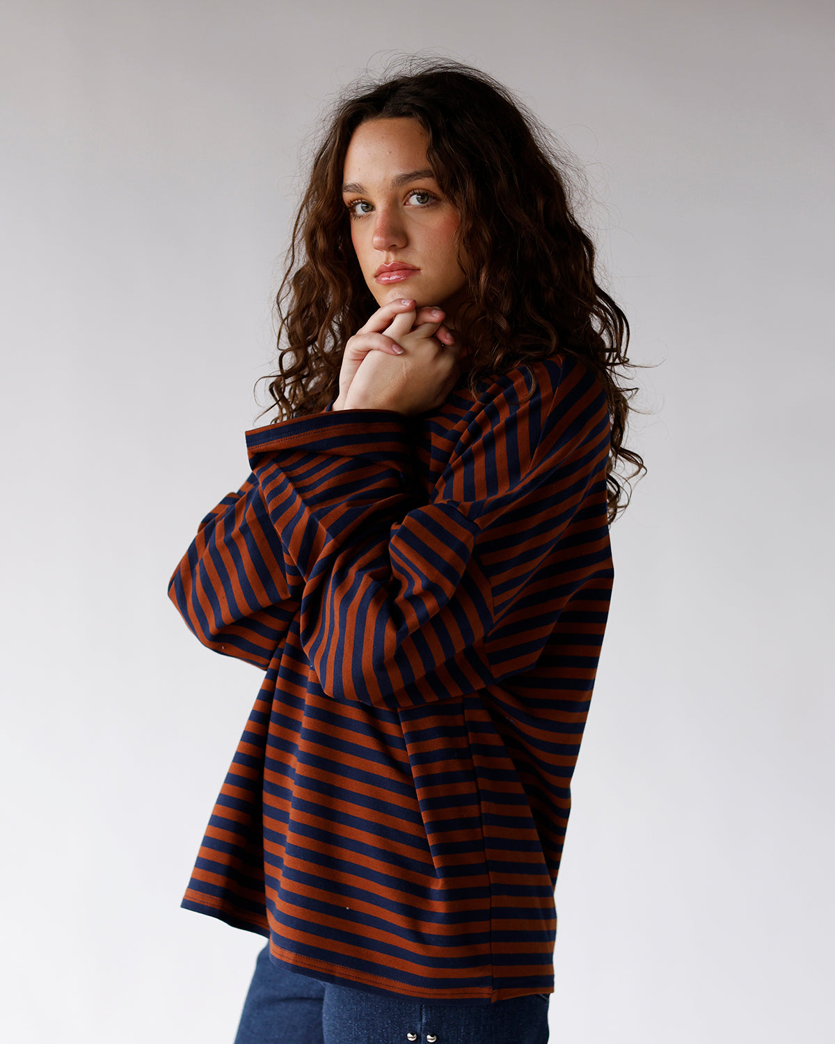 CARAMEL TIDE STRIPED LONG SLEEVE TOP