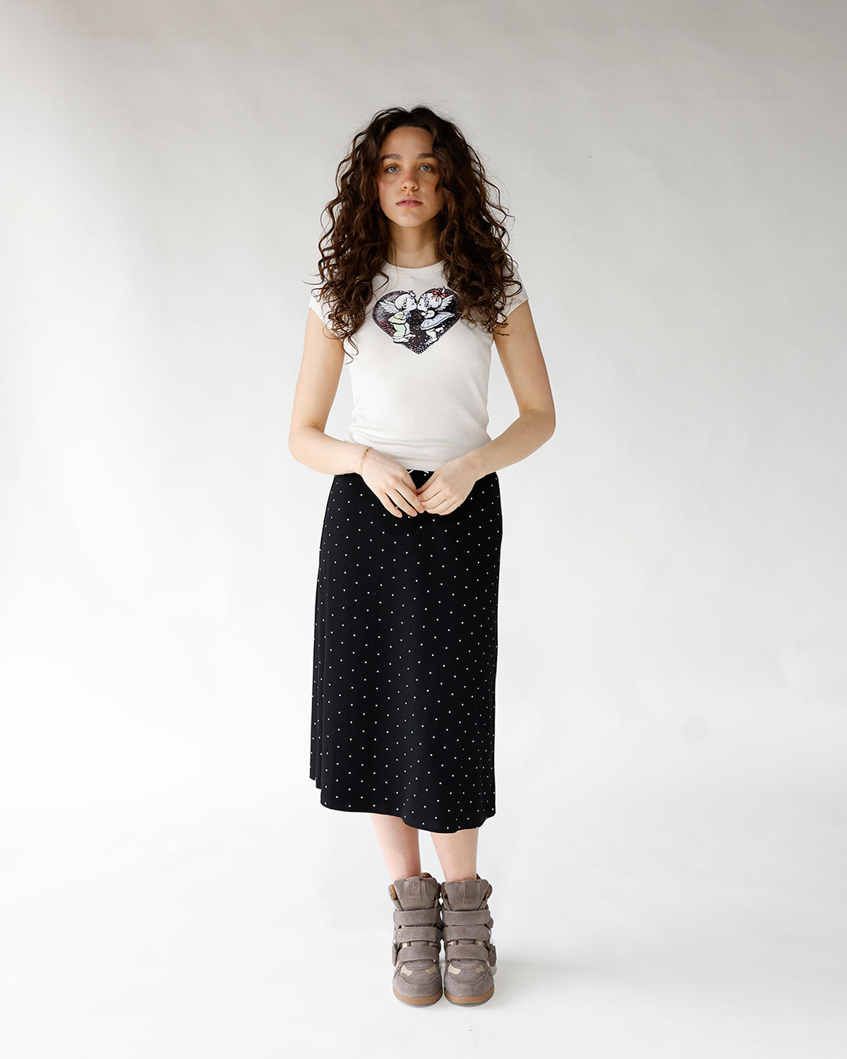 STEVE MADDEN MAVIS HIGH-TOP VELCRO WEDGE SNEAKER X TAUPE SUEDE