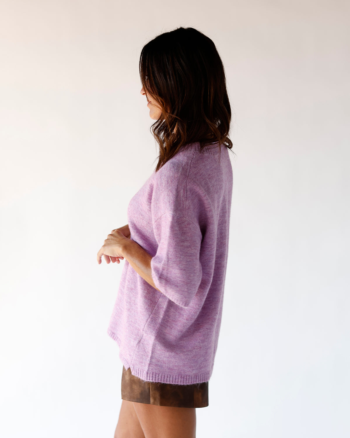 FREE PEOPLE MARGOT SWEATER TEE X LILAC SPELL MELANGE