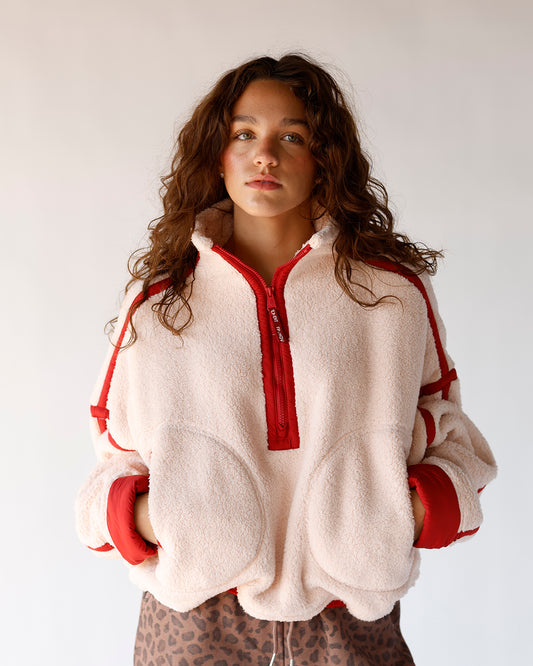 free people half zip fleece winter fall jacket coat game day comfy