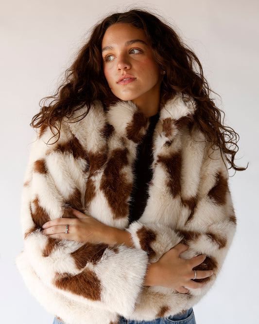 fur coat cowhide fall winter jacket statement piece faux fur