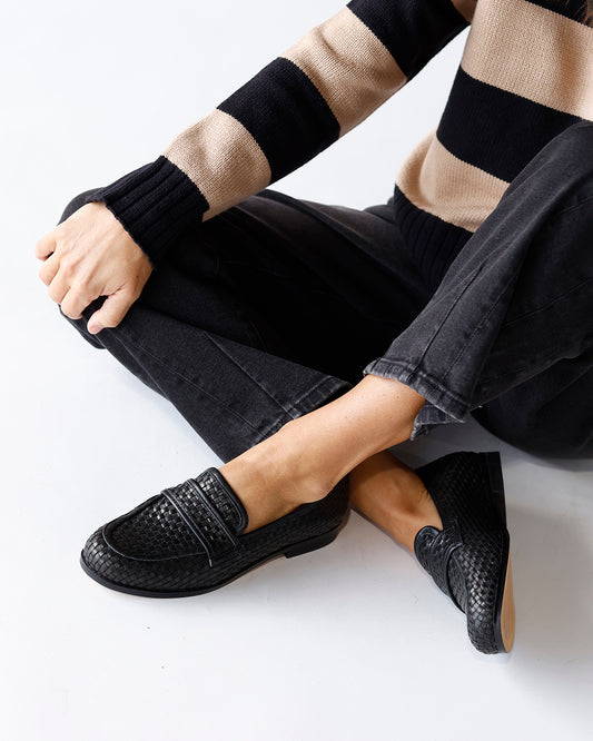 NED WOVEN LEATHER LOAFER X BLACK