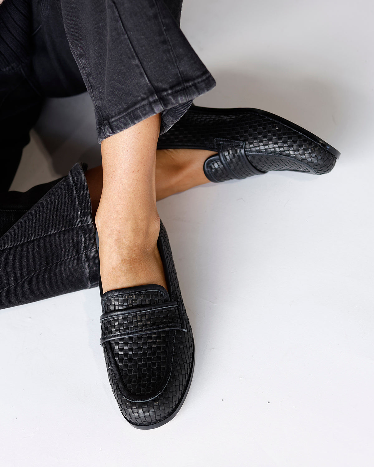 NED WOVEN LEATHER LOAFER X BLACK