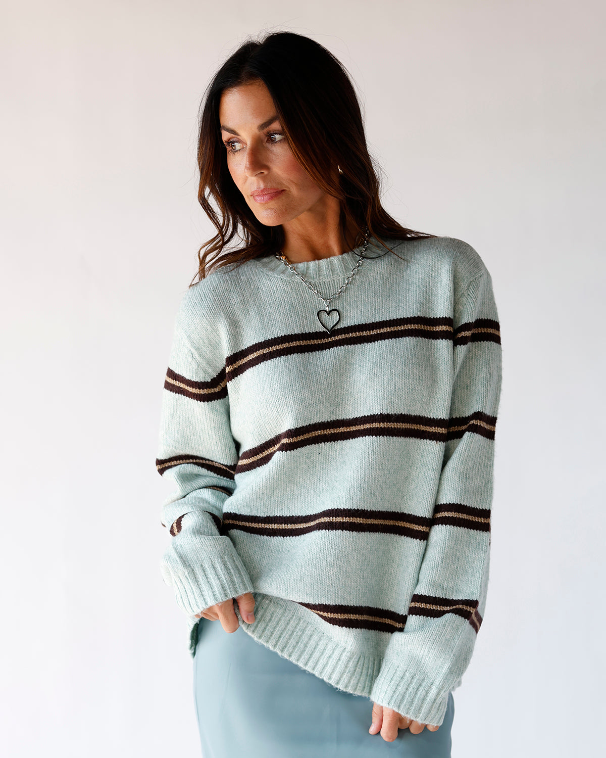 SOFT + SASSY STRIPED SEAFOAM SWEATER