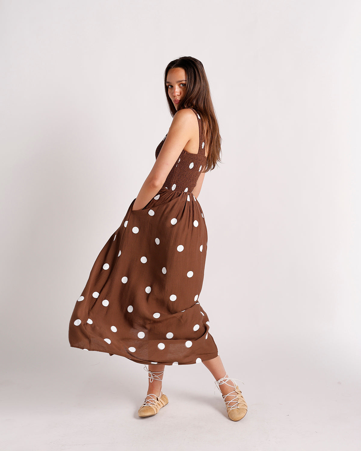 ESPRESSO POLKA DOT MAXI DRESS