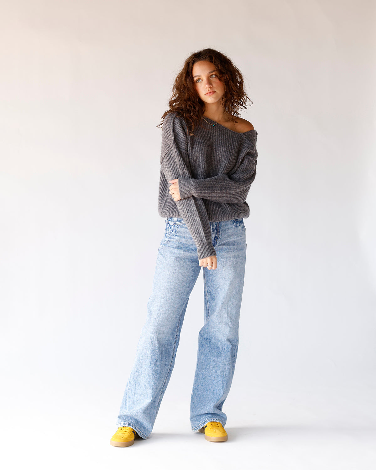 LINE & DOT SHORE OFF THE SHOULDER SWEATER