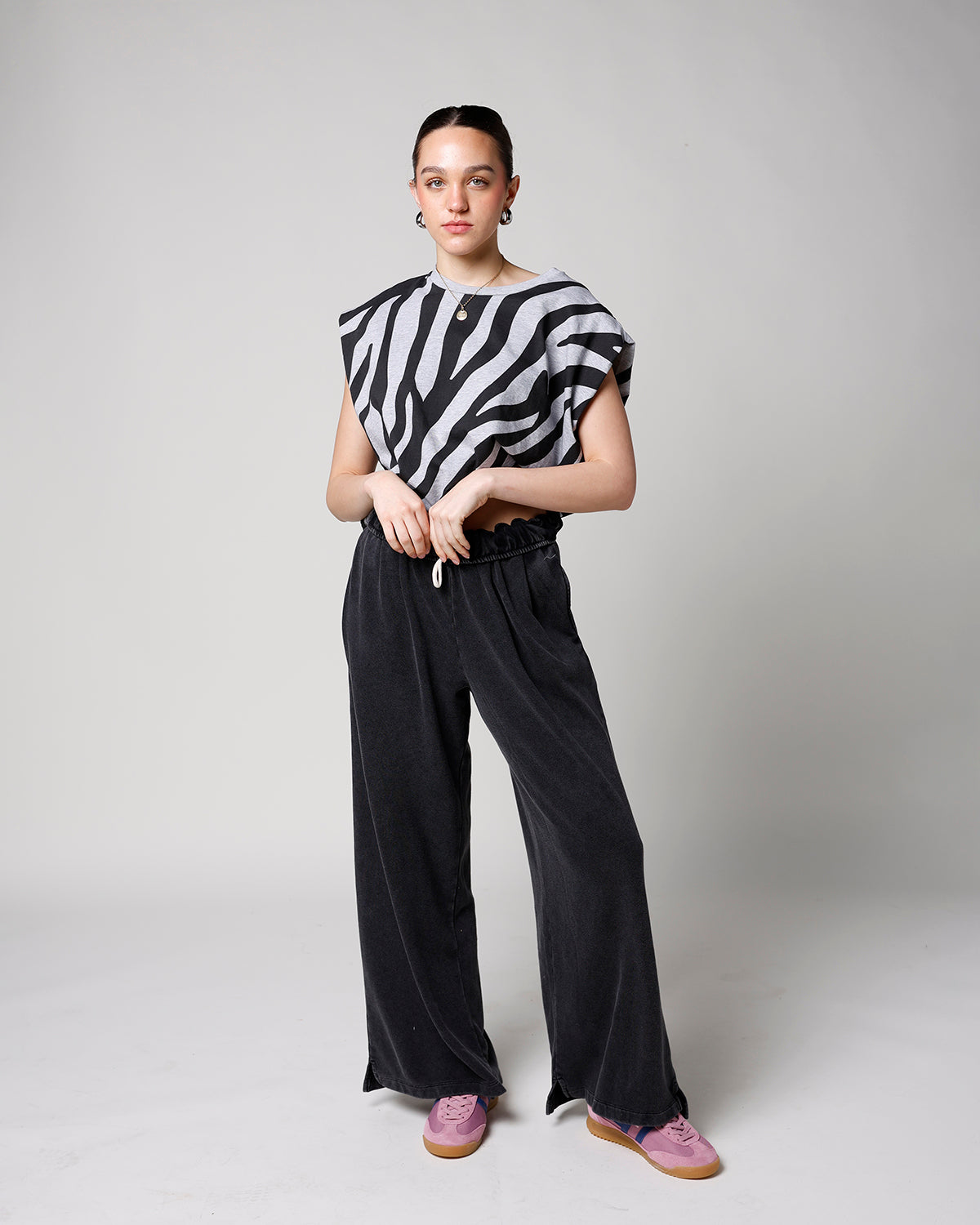 RAVEN FOLD-OVER WAIST WIDE LEG SWEATPANTS