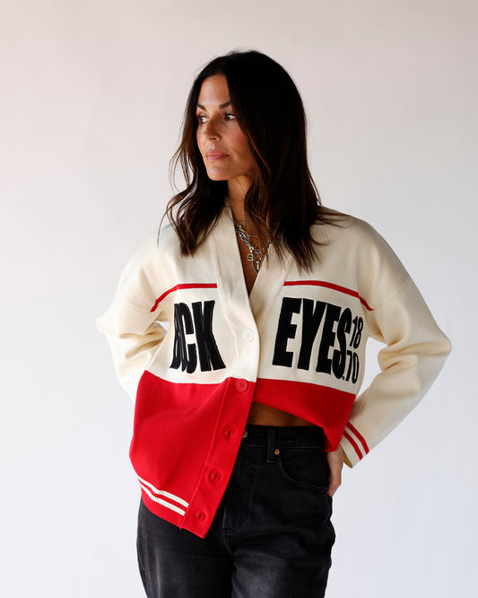 osu buckeyes vintgae varsity cardigan gameday sweater