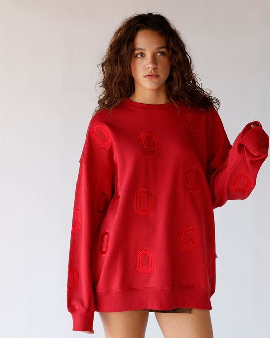 the ohio state red embroidered block o gameday crew