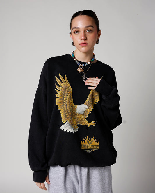 black sweatshirt with an eagle graphic women's eagle graphic sweatshirt