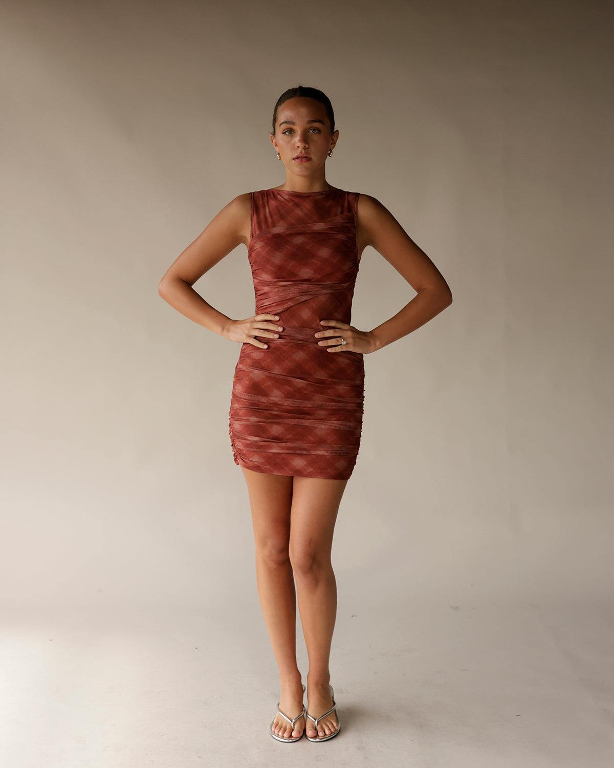 NIA TEMPEST RUST MIDI DRESS