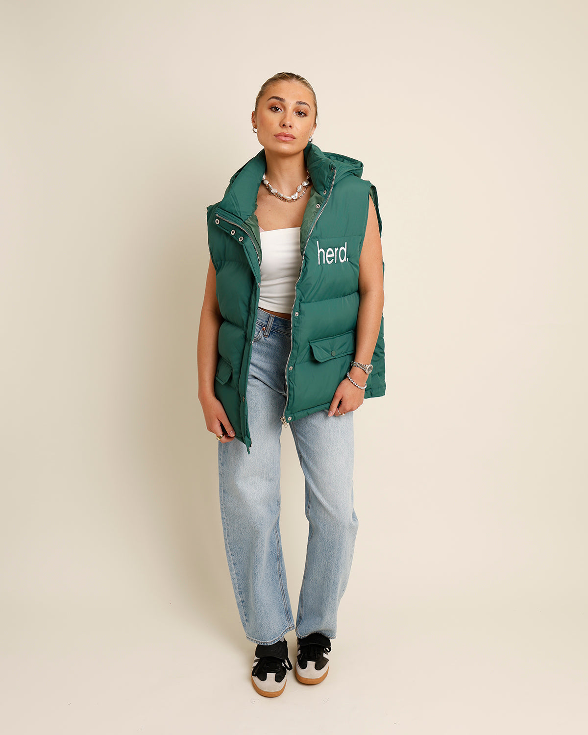 "herd" green puffer vest