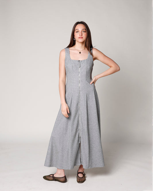 grey sleeveless zip front maxi dress grey maxi dress