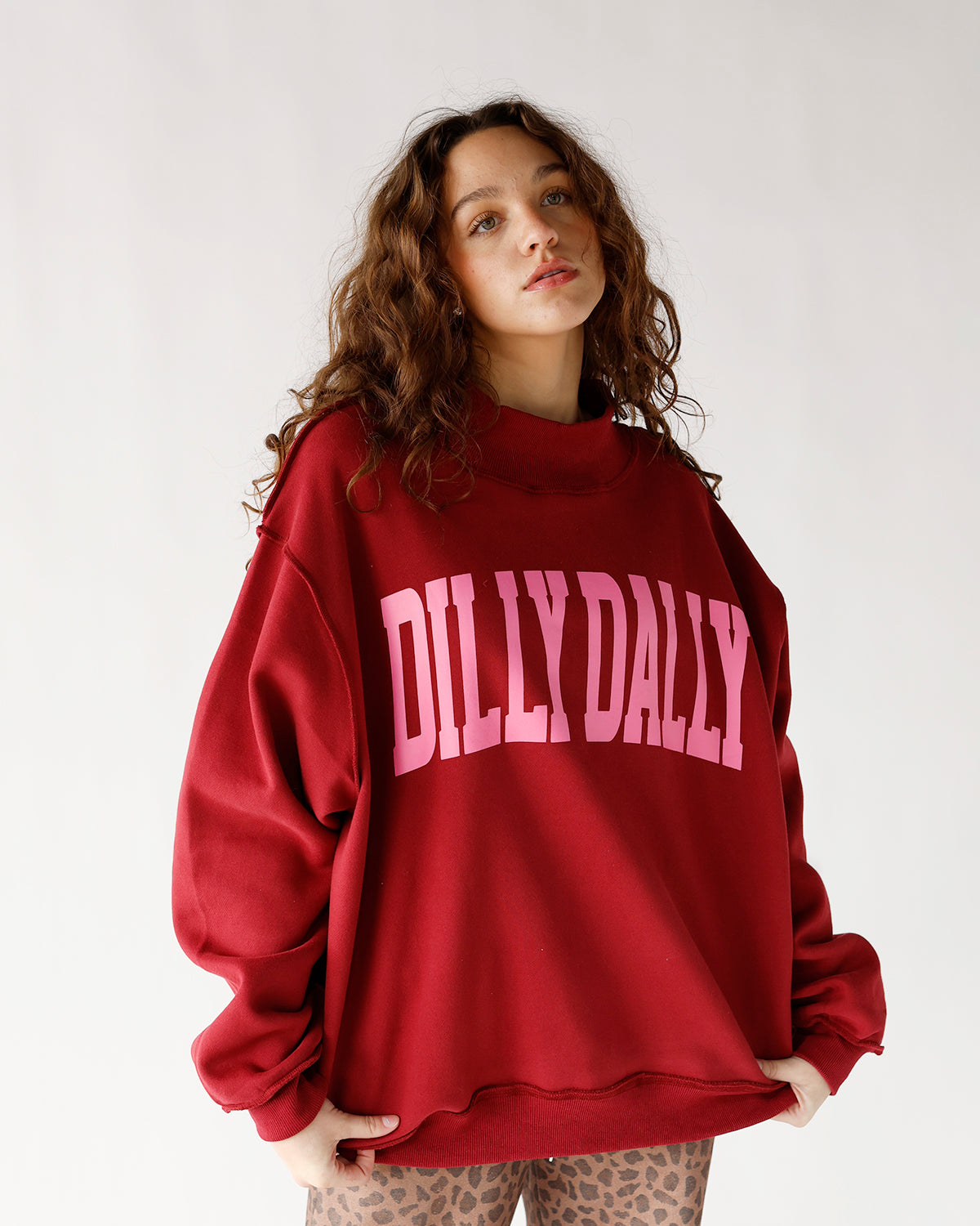 DILLY DALLY MOCK NECK SWEATSHIRT X RED