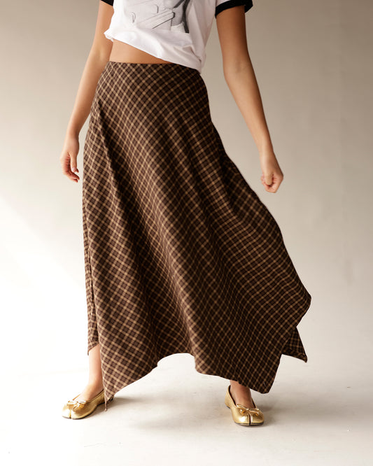 brown plaid maxi skirt, skirts for fall, comfy everyday skirt, business casual attire,