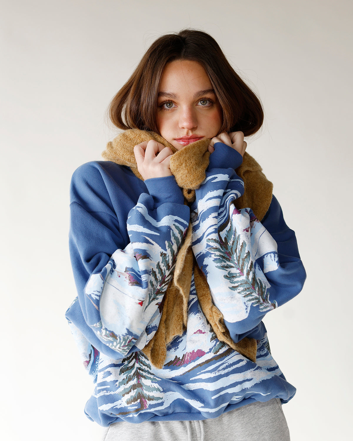 DAYDREAMER ALPINE SKI SCENE OVERSIZED CREW SWEATSHIRT