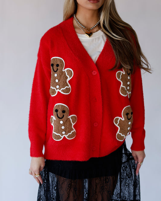 holiday cardigan christmas cardigan gingerbread men red cardigan holiday outfit ideas christmas sweaters