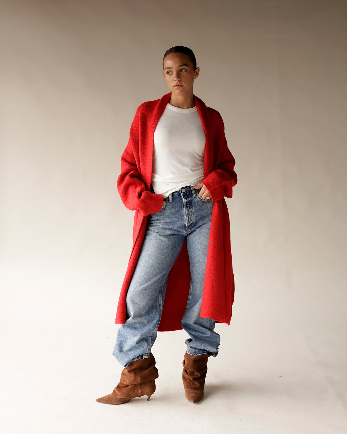 COMFY SEASON LONG SWEATER X RED