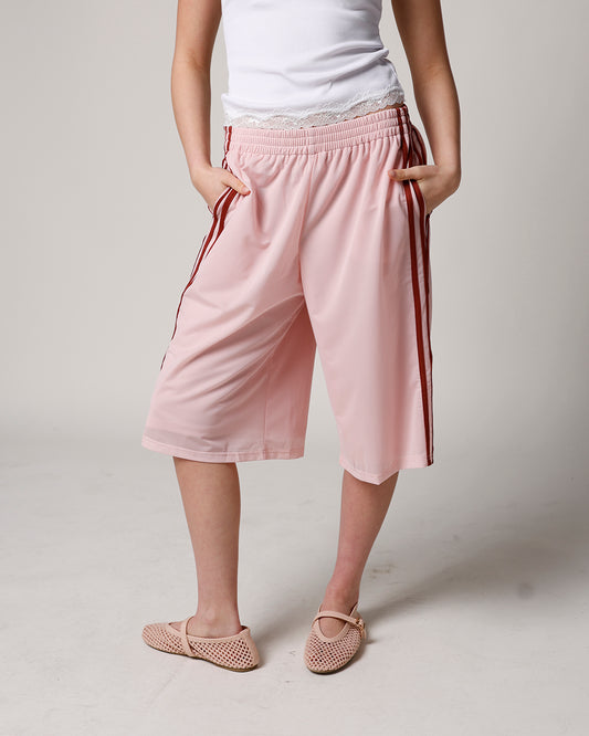 blush pink mesh longline track shorts women's pink and brown longline mesh track shorts