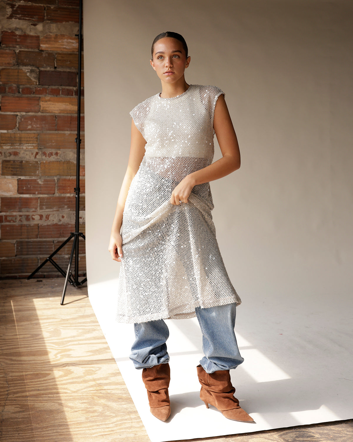 LESLEY SEQUIN MAXI DRESS X IVORY