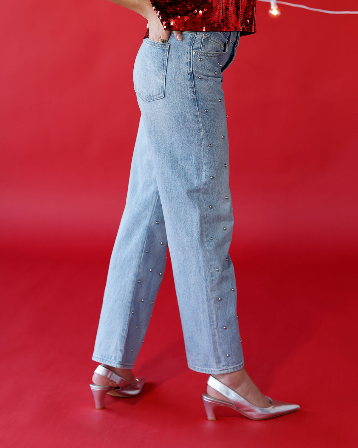 PISTOLA LEXI MID RISE BOWED STRAIGHT JEANS X ARIES