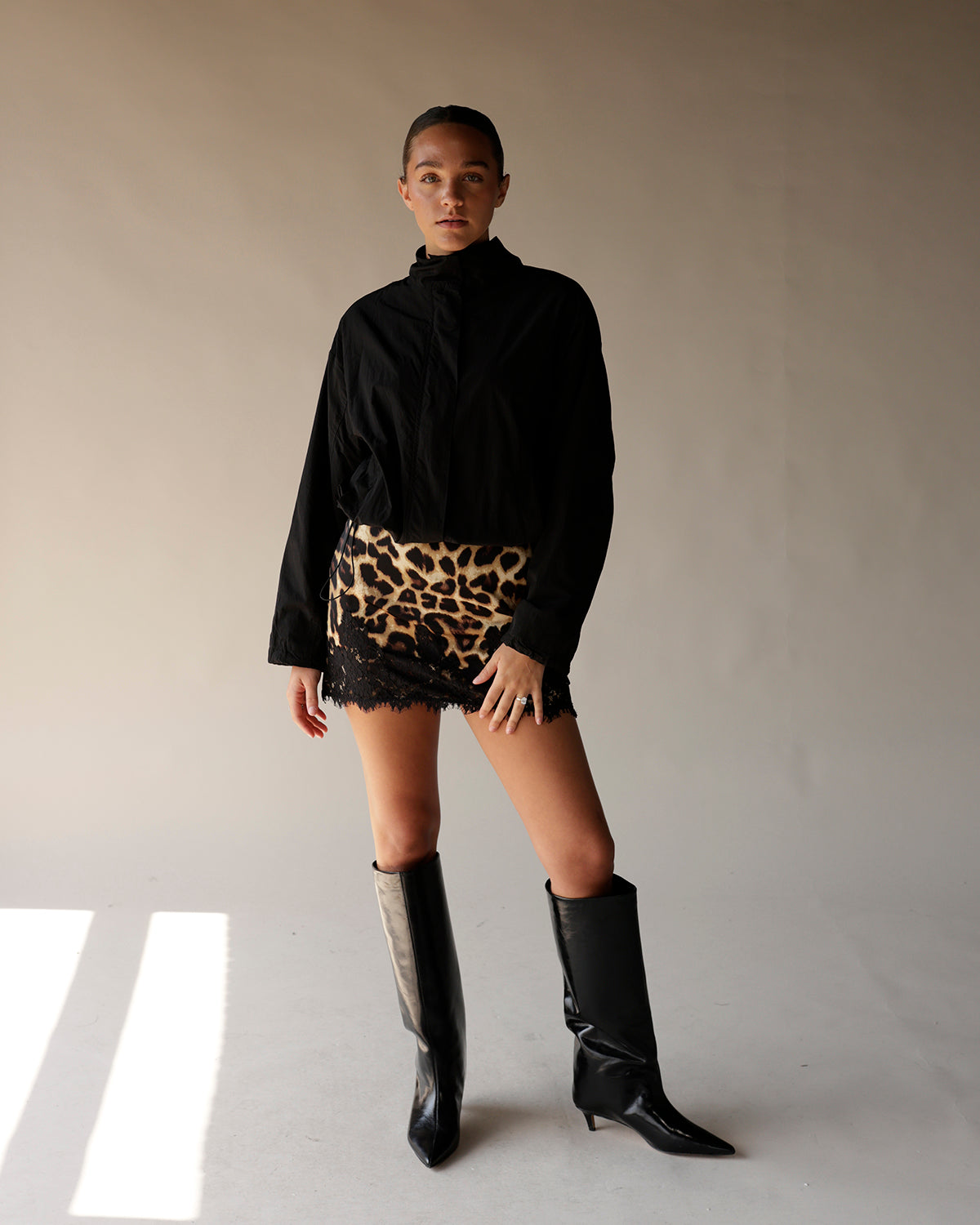 STEVE MADDEN LYCHEE BLACK LEATHER BOOTS