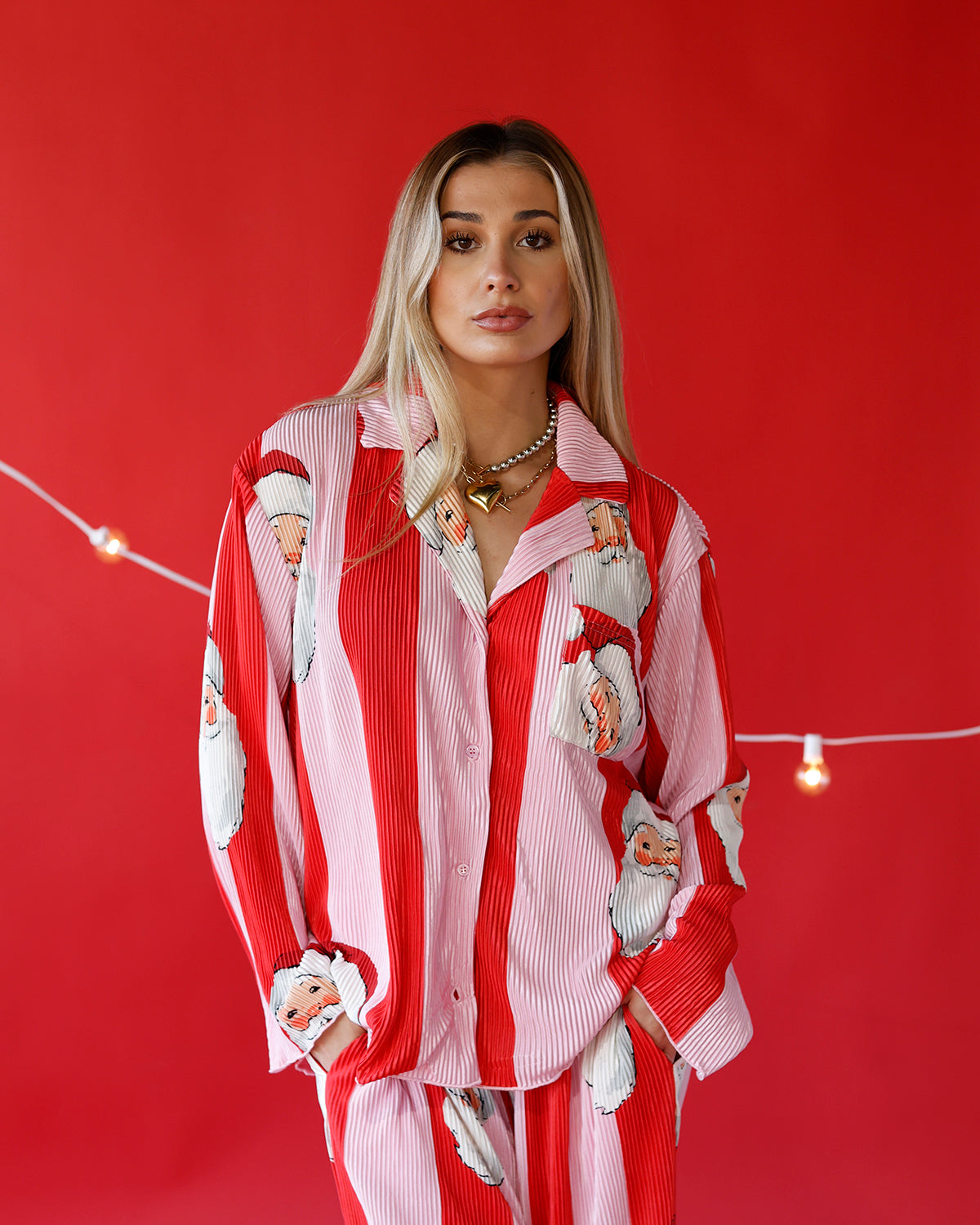 christmas holiday pajama set santa claus pajamas cozy pj's silky pajamas