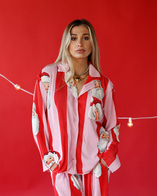 christmas holiday pajama set santa claus pajamas cozy pj's silky pajamas