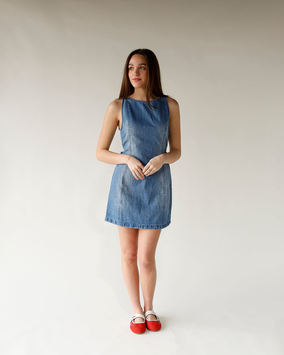FREE PEOPLE ATLAS DENIM MINI DRESS