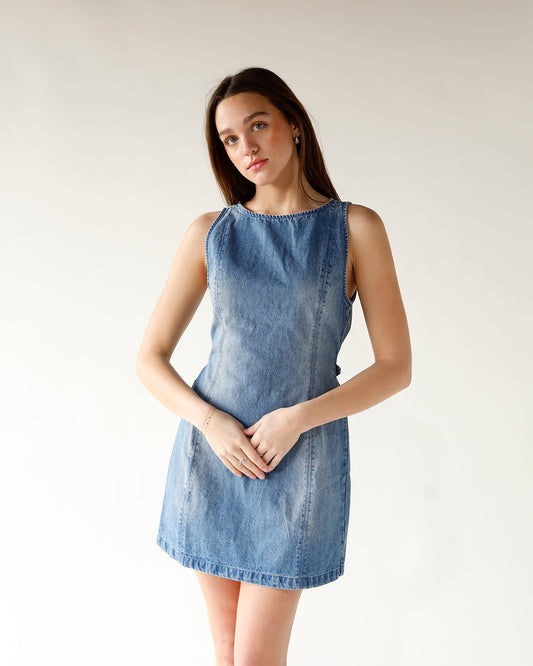 fit and flare denim mini dress cut our back detail denim mini dress free people atlas denim mini dress