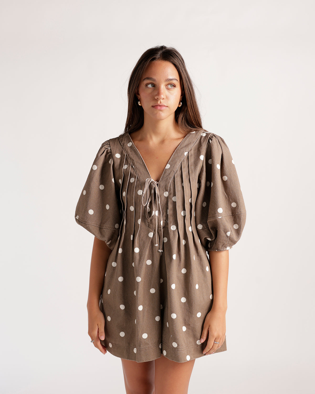 DOT THE OCCASION ROMPER X BROWN