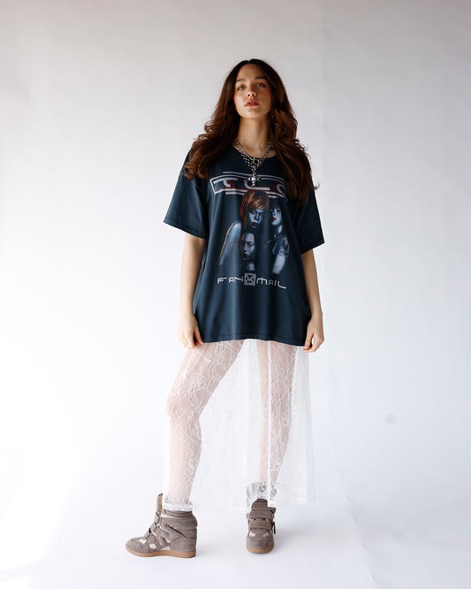 sheer lace white maxi skirt