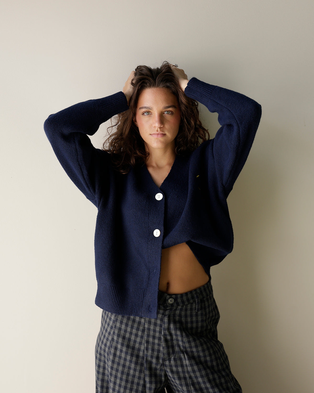 LUCKY DUCK NAVY V NECK CARDIGAN