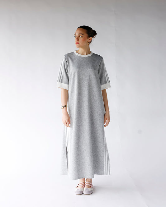grey varsity striped track dress grey track dress