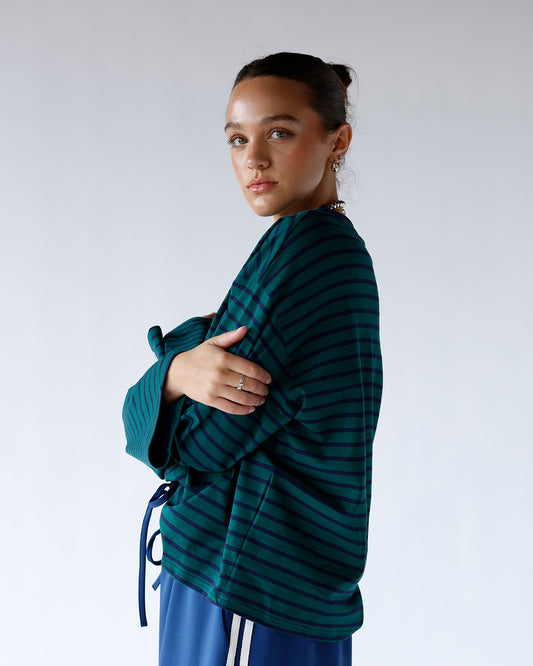 THE SATURDAY STRIPE LONG SLEEVE X HUNTER GREEN