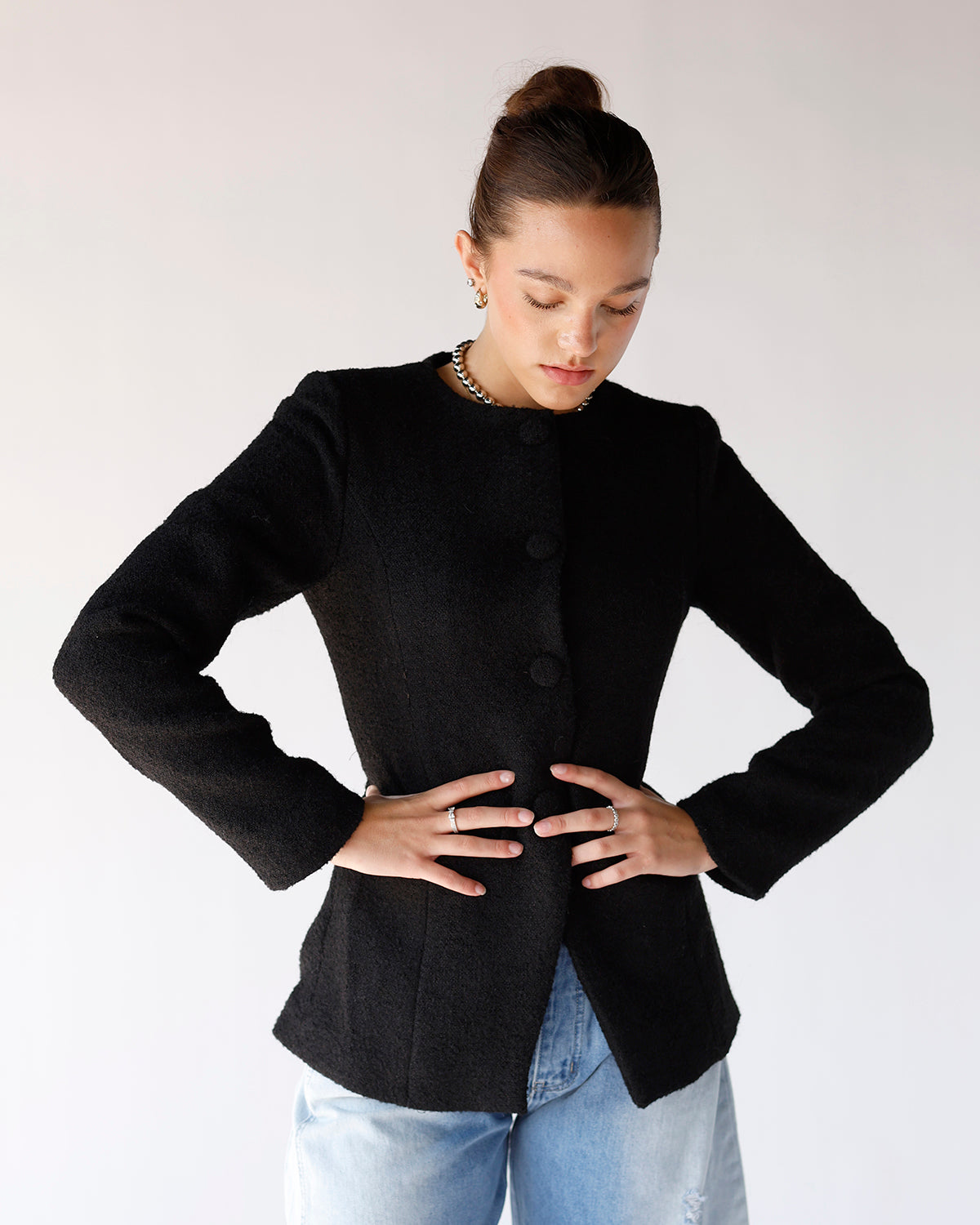 THE MARGOT BOUCLE BLAZER X BLACK