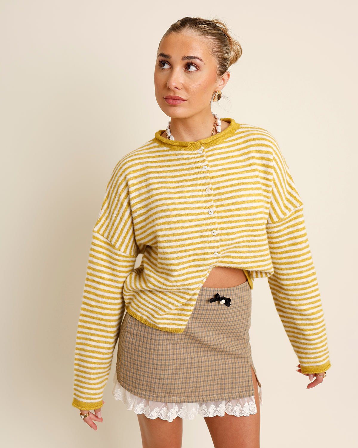 THE CULT CARDI X DIJON YELLOW STRIPE