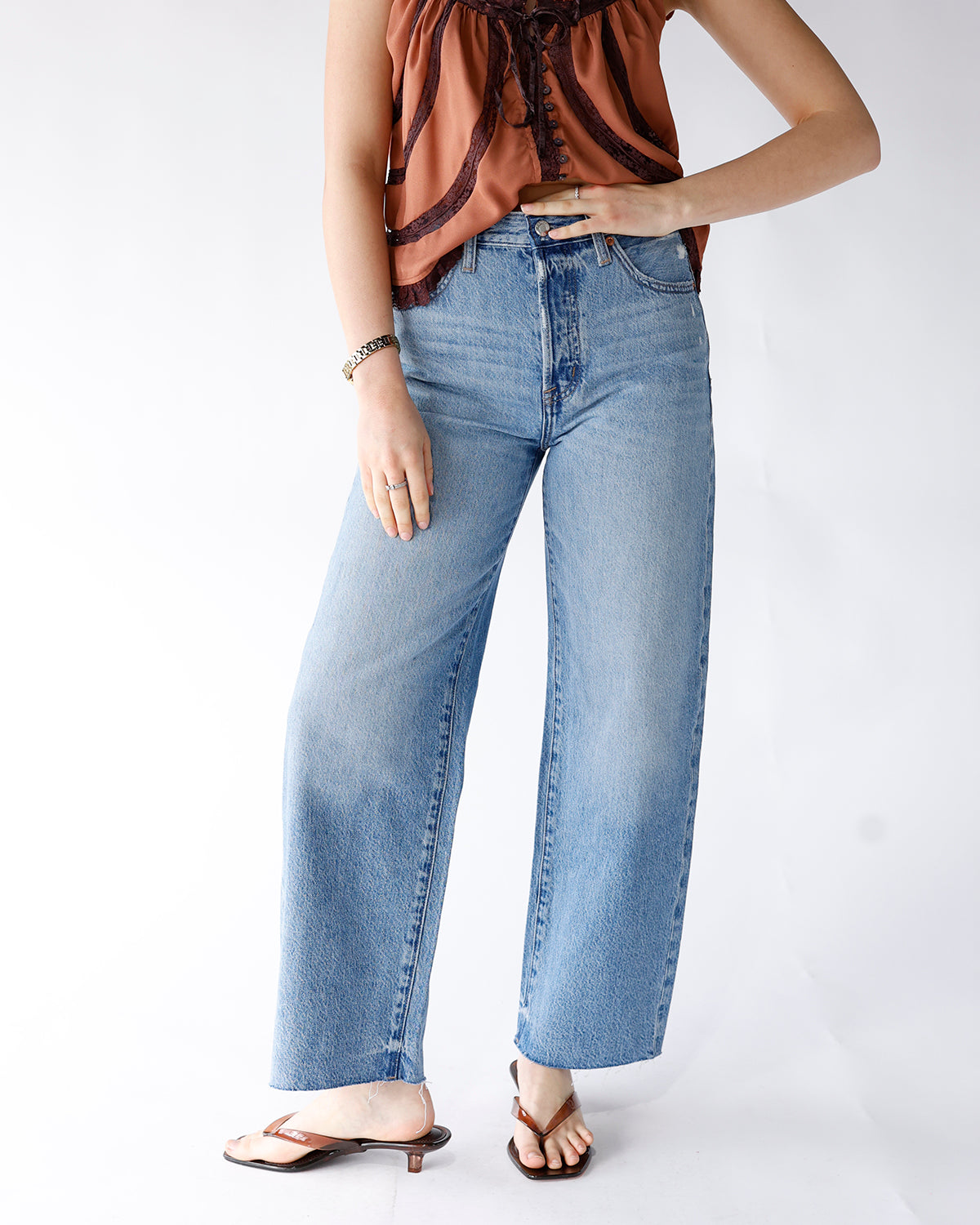 PISTOLA TATE CROP HIGH RISE BOWED WIDE LEG JEAN X ABLAZE
